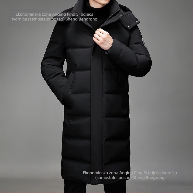 Muška zimska jakna s perjem, s kapuljom, punjenje bijelim patkama down, kašmir 91–95%, lagana zaštita od hladnoće (-5°C do 0°C), corduroy vanjski materijal, podstava polipropilen