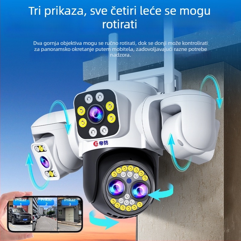 Sferična kamera za nadzor (360° vidno polje; 0.001 lux minimalno osvjetljenje; univerzalna unutarnja/ vanjska uporaba; alarm funkcija; napajanje 12V)