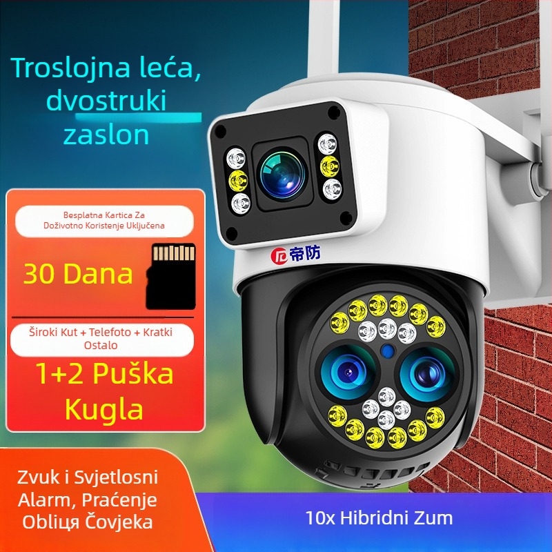 Sferična kamera za nadzor (360° vidno polje; 0.001 lux minimalno osvjetljenje; univerzalna unutarnja/ vanjska uporaba; alarm funkcija; napajanje 12V)