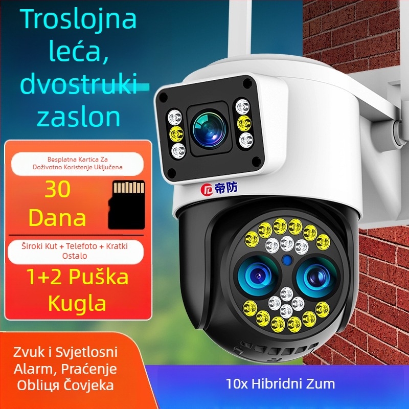 Sferična kamera za nadzor (360° vidno polje; 0.001 lux minimalno osvjetljenje; univerzalna unutarnja/ vanjska uporaba; alarm funkcija; napajanje 12V)