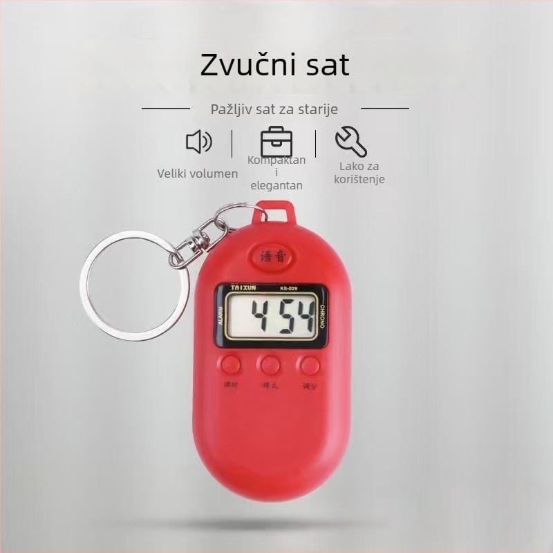Sat za starije osobe s glasnim zvukom, glasovno obavještavanje na dodir, elektronički mehanizam (model 029), brojčani prikaz, ovalni brojčanik