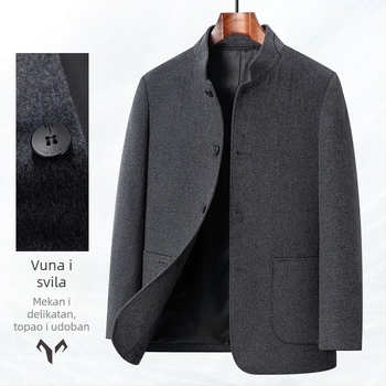 Yagor muška vunena jakna, debela, s stojećim ovratnikom, kineski stil, svakodnevna vanjska odjeća