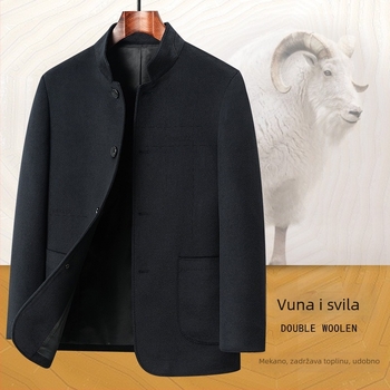 Yagor muška vunena jakna, debela, s stojećim ovratnikom, kineski stil, svakodnevna vanjska odjeća