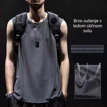 Muški tank top od Ice Silk, ljeto, brzo sušeći materijal, slobodan kroj, za košarku i fitness