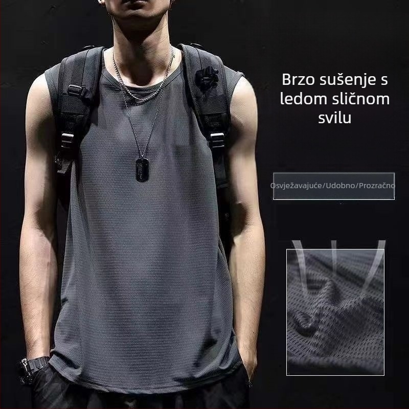Muški tank top od Ice Silk, ljeto, brzo sušeći materijal, slobodan kroj, za košarku i fitness