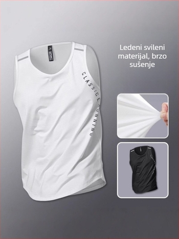 Muška sportska vesta — labav kroj, jednobojna boja, 96% poliestera, poliestersko vlakno, proljeće