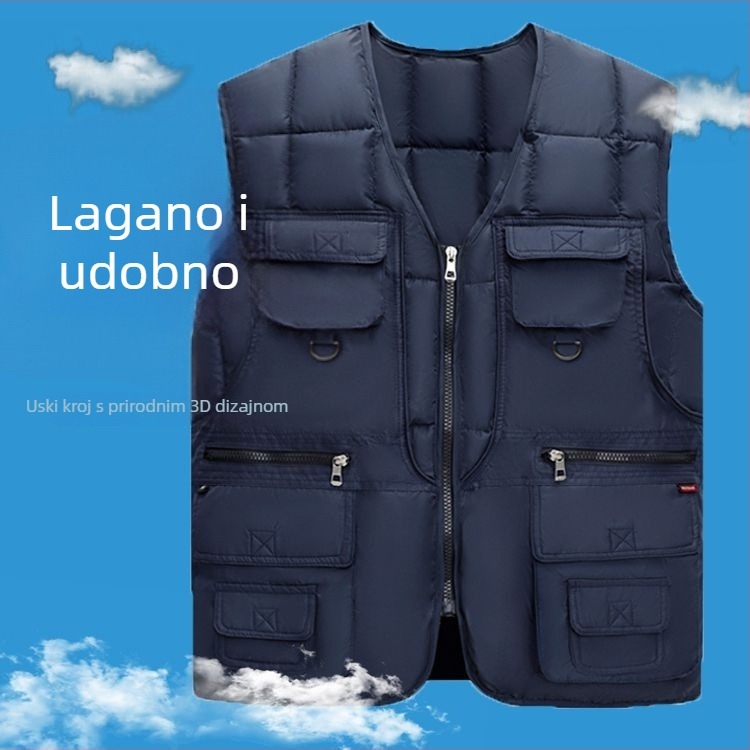 Muška pamučna vesta s kapuljom, šivana, s fleecem podstavom, prugasta, sa zatvaračem