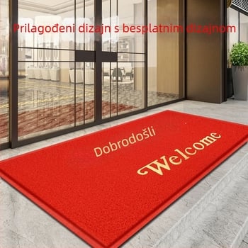 Ulazna podloga PVC; pravokutni oblik; izrada od pjene i svilenog kruga; pogodno za ulaz, balkon i komercijalne prostore; moderan minimalistički stil.