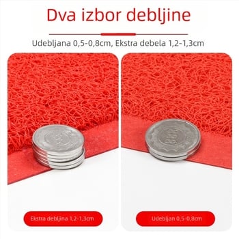 Ulazna podloga PVC; pravokutni oblik; izrada od pjene i svilenog kruga; pogodno za ulaz, balkon i komercijalne prostore; moderan minimalistički stil.