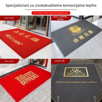 Ulazna podloga PVC; pravokutni oblik; izrada od pjene i svilenog kruga; pogodno za ulaz, balkon i komercijalne prostore; moderan minimalistički stil.