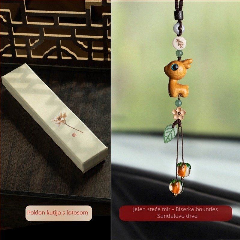 Auto ukrasa od drveta u obliku jelena, crtani stil, aromatična funkcija