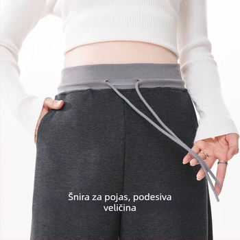 Trudničarske hlače za jesen/zimu, debele, slobodan kroj, toplo za kasnu trudnoću, vuneno–mješavina s 90–95% poliester, zimski model 2025
