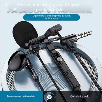 Žične slušalice s dvostrukim lavalier mikrofonom, 3,5 mm L-kutni utikač, 14,2 mm zvučnik, kabel 1,5 m, frekvencijski raspon 20 Hz–20 kHz