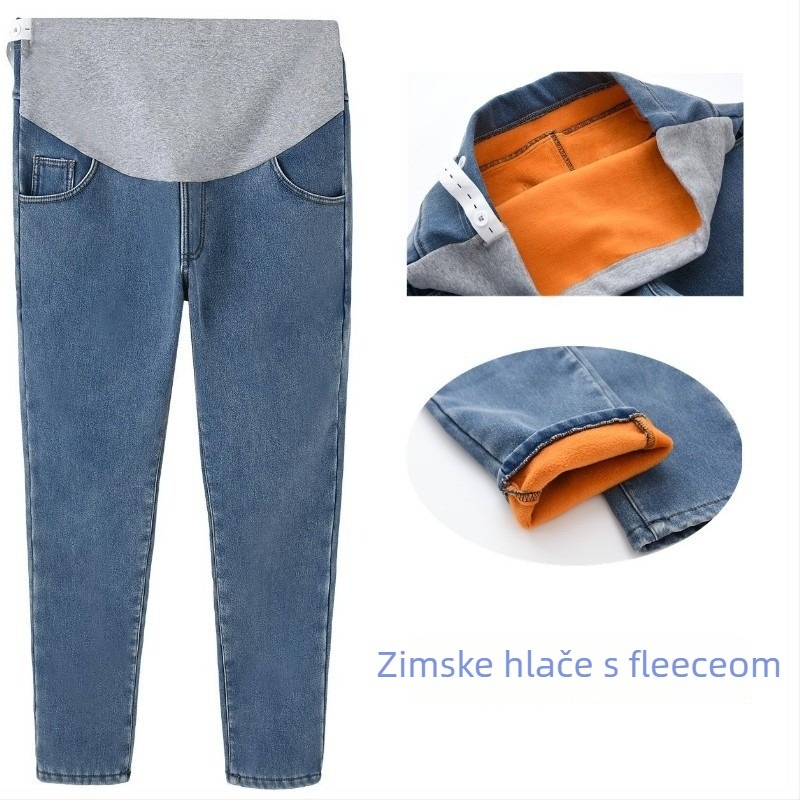 Trudničke hlače – labav kroj, cropped duljina, srednja debljina, 95% pamuk + spandeks <30%, potpora trbuha