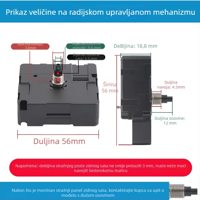 ZD9688 Radio-vođeni mehanizam s tihim skeniranjem i automatskom kalibracijom vremena — plastično kućište, stil Light Luxury, pakiranje 500