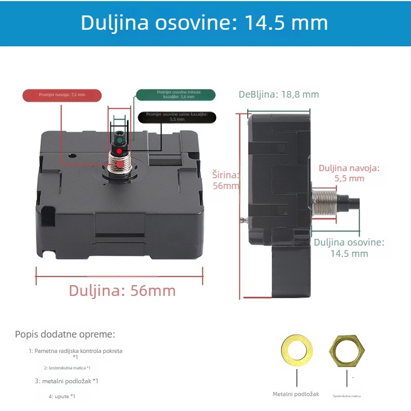 ZD9688 Radio-vođeni mehanizam s tihim skeniranjem i automatskom kalibracijom vremena — plastično kućište, stil Light Luxury, pakiranje 500