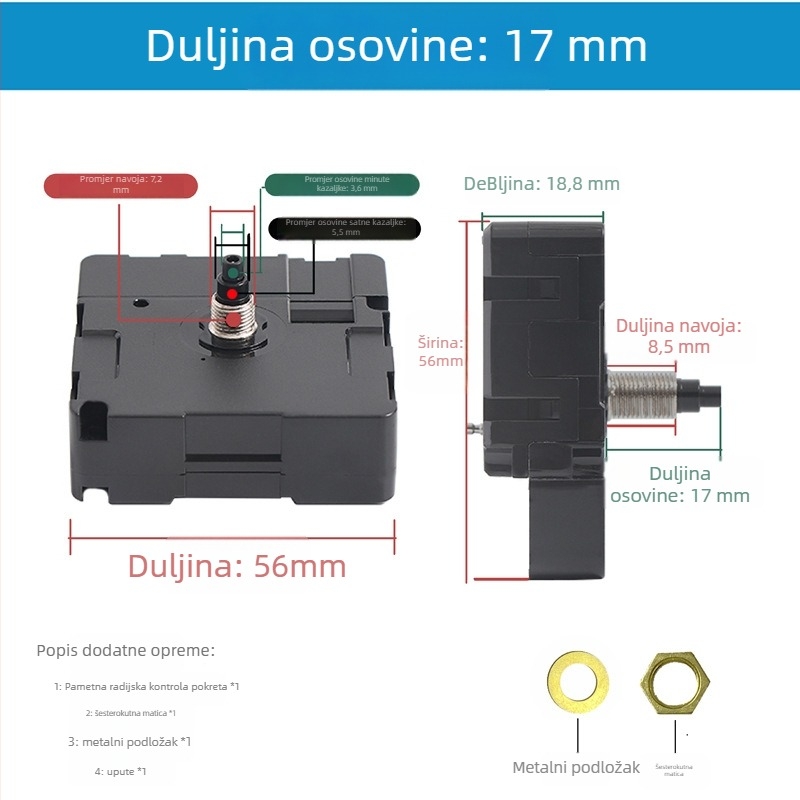 ZD9688 Radio-vođeni mehanizam s tihim skeniranjem i automatskom kalibracijom vremena — plastično kućište, stil Light Luxury, pakiranje 500