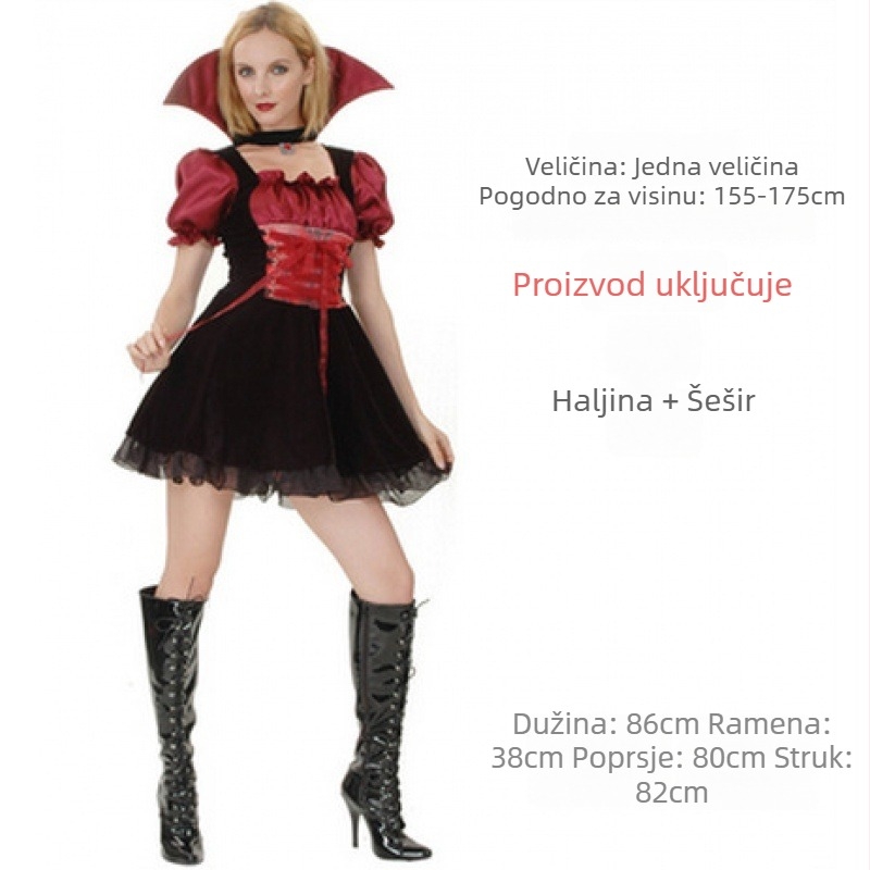 Kostim vještice za Halloween i maškare — Ženska haljina vampirske princeze, poliester (≥95%), pozornica, proljeće 2022