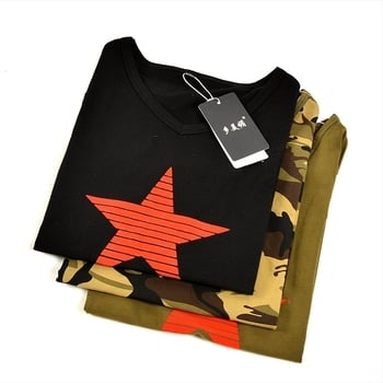 Set plesnih majica s dugim rukavima, V-izrez, ravni kroj, uzorak petokrake zvijezde