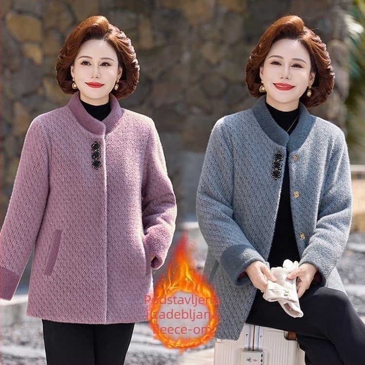 Kaput od chenillea sa kragnom od krzna, srednja duljina, dugi rukavi, mješavina spandexa, Zima 2025