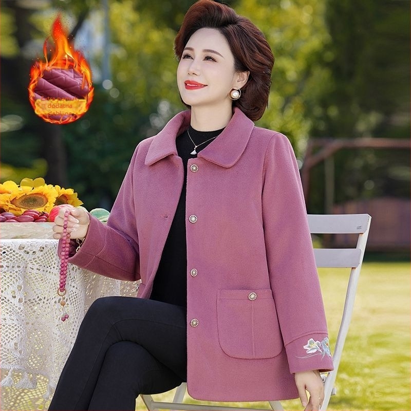 Ženska kratka topla jakna od chenille tkanine sa Spandexom, jesen-zimsko vanjsko odijevanje, džepovi, vezenje i gumbа, polo ovratnik