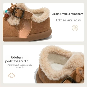 Dječje djevojačke zimske čizme s fleec podstavom, gornji dio od super vlakna, EVA potplat, Velcro zatvarač, jesen-zima