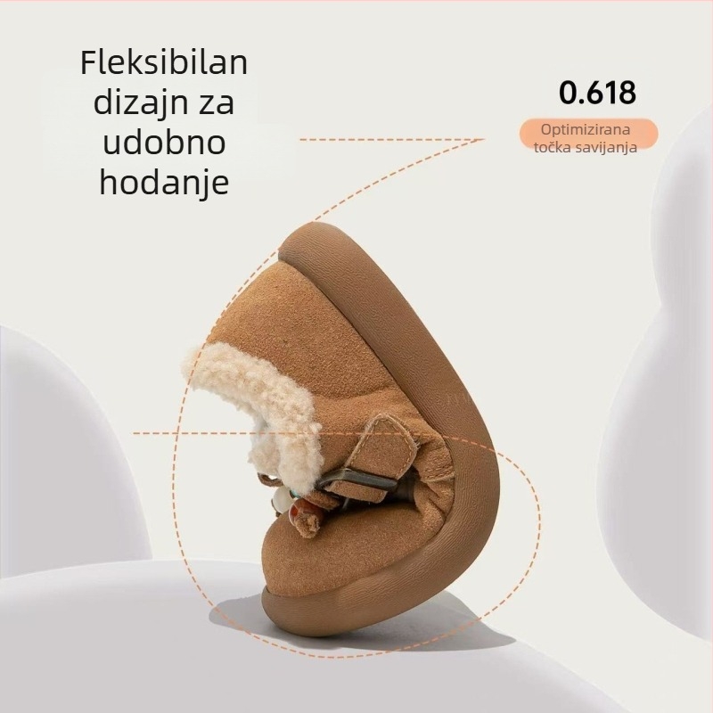 Dječje djevojačke zimske čizme s fleec podstavom, gornji dio od super vlakna, EVA potplat, Velcro zatvarač, jesen-zima