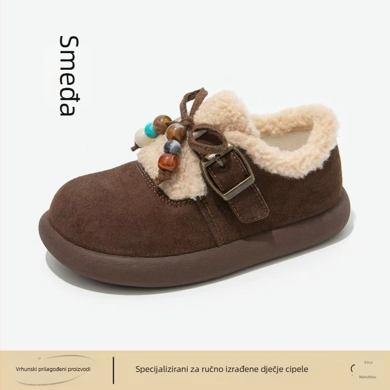 Dječje djevojačke zimske čizme s fleec podstavom, gornji dio od super vlakna, EVA potplat, Velcro zatvarač, jesen-zima