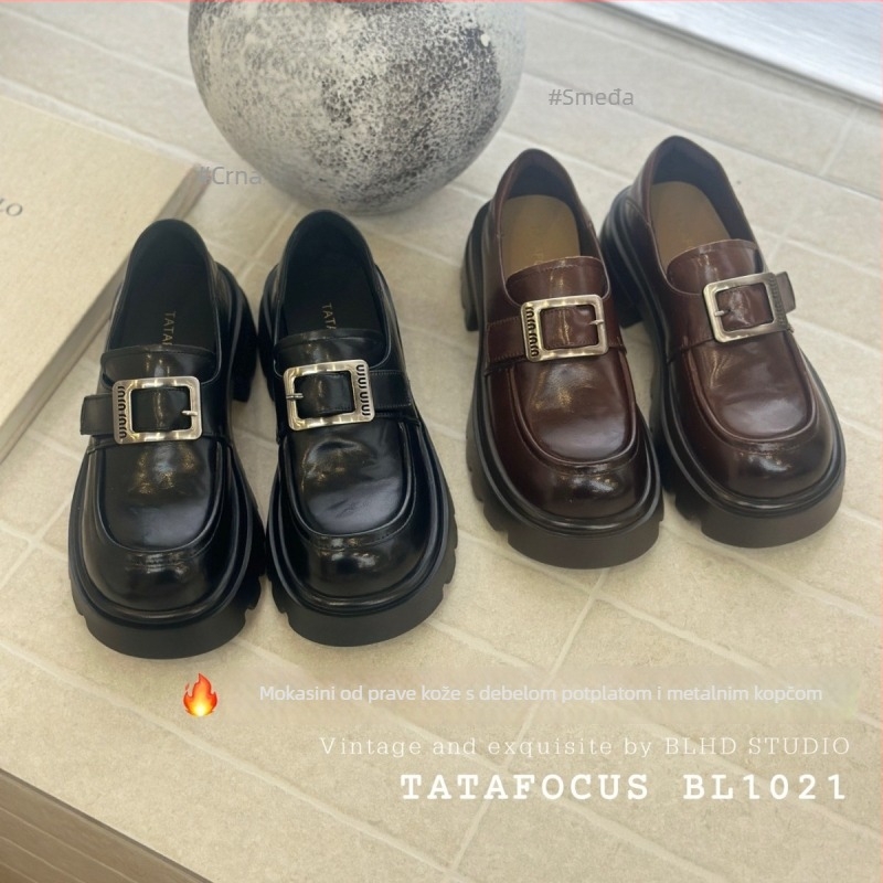 Ženske loaferice s debelim potplatom – PU gornji dio, gumeni potplat, okrugli vrh, srednja visina potpetice 3–6 cm (PU gornji dio; gumeni potplat; okrugli vrh; srednja visina potpetice 3–6 cm)