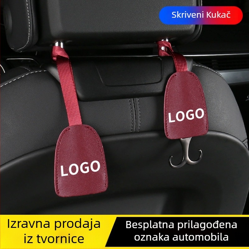 Unutarnji automobilni kukica s skrivenim naslonom za glavu – koža i cinkova legura, jednostavan stil, unutarnja dekoracija i pohrana