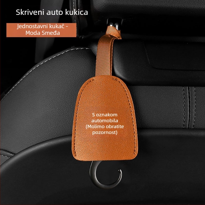 Unutarnji automobilni kukica s skrivenim naslonom za glavu – koža i cinkova legura, jednostavan stil, unutarnja dekoracija i pohrana
