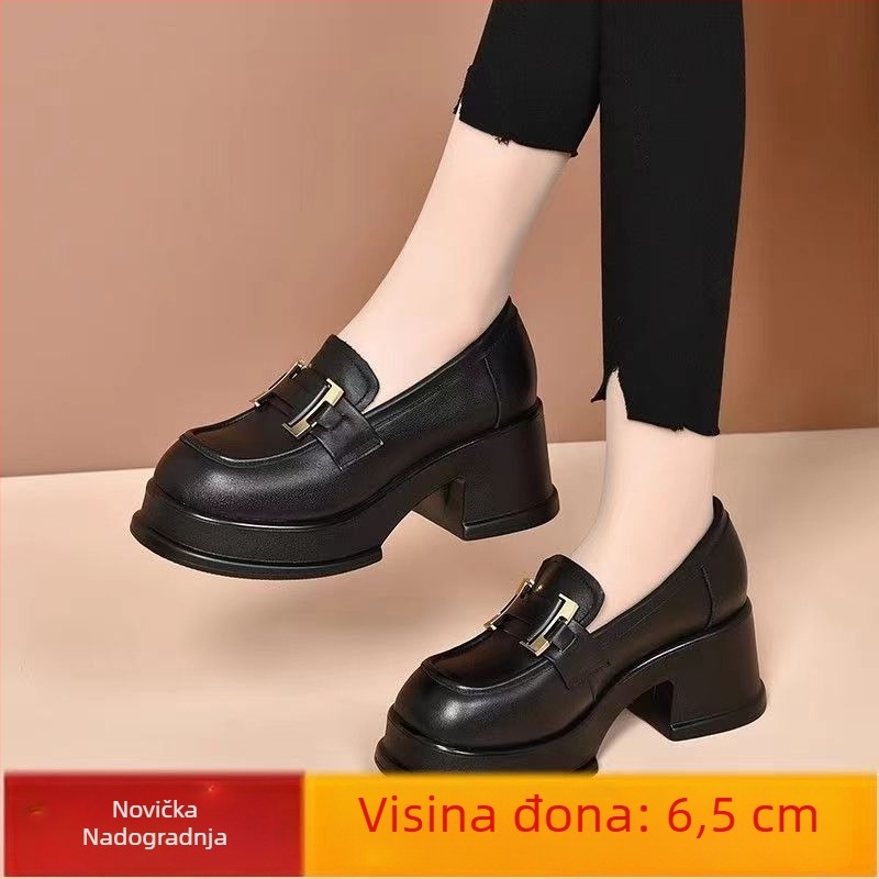 Žene platforme loaferice – zaobljenim nosom, PU gornji dio, gumena potplata, prednje vezanje, visina platforme 3-5 cm