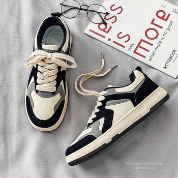 Platnene muške tenisice nižeg profila za casual nošenje, prozračné, šiljat vrh, vezanje, gumena potplat