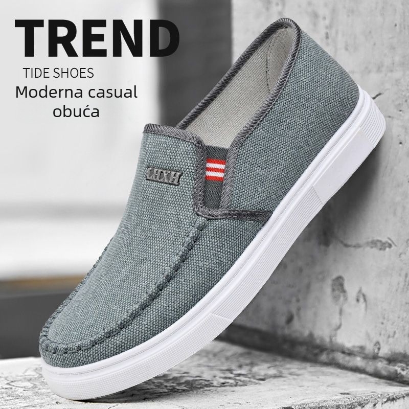 Muške platnene tenisice – bez vezica, prozračne, lagane, niski vrh, špičasti nos