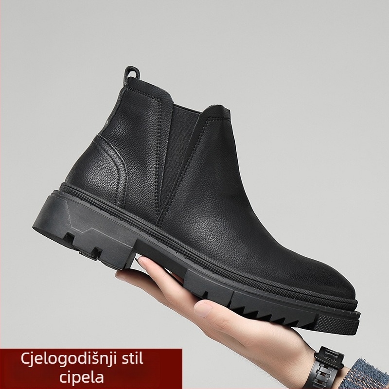 Martin čizme za muškarce, platforma za povećanje visine, Chelsea stil, niski gornji dio, slip-on, gumeni potplat, okrugli vrh