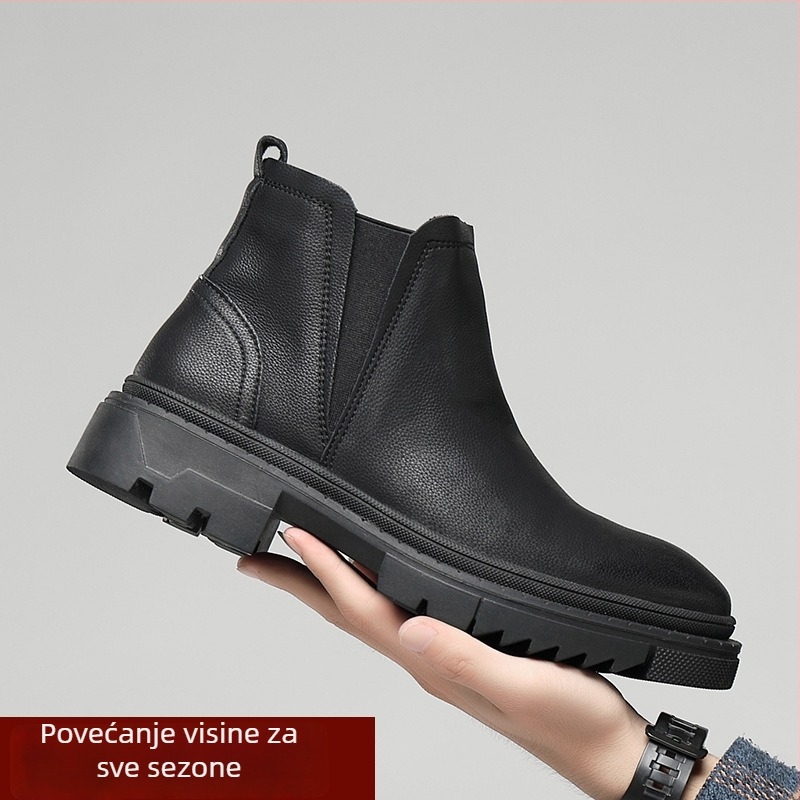 Martin čizme za muškarce, platforma za povećanje visine, Chelsea stil, niski gornji dio, slip-on, gumeni potplat, okrugli vrh