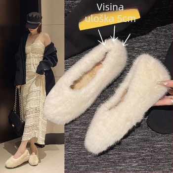 Ženske slip-on loafere s unutarnjim povećanjem visine, gornji dio od velura, fleece podstava, nizak profil