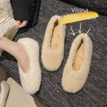 Ženske slip-on loafere s unutarnjim povećanjem visine, gornji dio od velura, fleece podstava, nizak profil