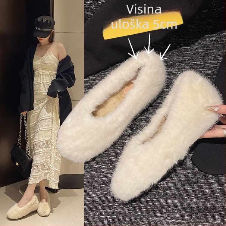 Ženske slip-on loafere s unutarnjim povećanjem visine, gornji dio od velura, fleece podstava, nizak profil