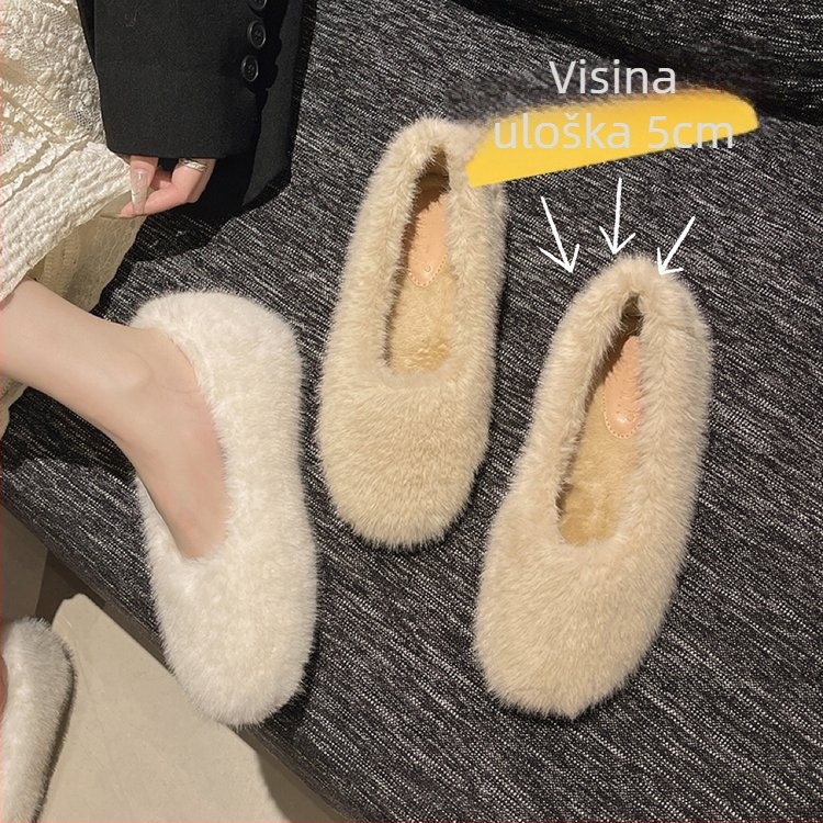 Ženske slip-on loafere s unutarnjim povećanjem visine, gornji dio od velura, fleece podstava, nizak profil