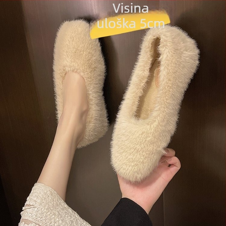 Ženske slip-on loafere s unutarnjim povećanjem visine, gornji dio od velura, fleece podstava, nizak profil