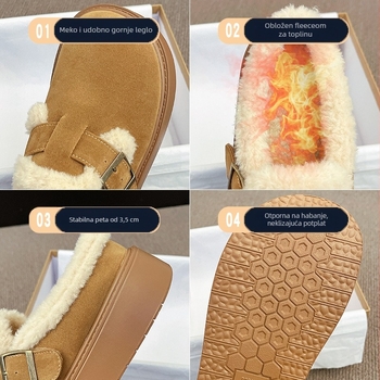 Ženske Birkenstock-stilne loaferice s gornjim dijelom od brušene kože, unutarnja od super vlakna, gumena potplata — niski nart, zimsko izdanje 2025