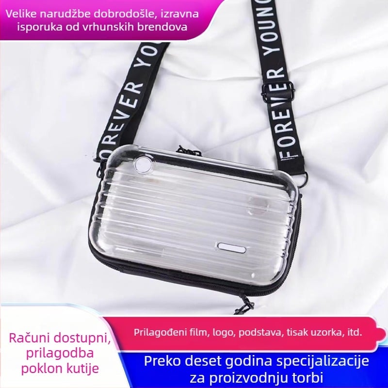 Torbica za šminku s čvrstim kućištem i naramenicom preko ramena, gradski stil; materijal ABS i PC; prugasti uzorak; vodootporna, ultra lagana, proširivi kapacitet