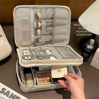 Kozmetička torba velike kapacitete s pregradama, prijenosna za putovanja, otporna na mrlje, višenamjenski organizator kozmetike (Materijal: Tkanina; Uzorak: Drugo; Podstava: Drugo; Funkcija: Drugo; Spol: Muškarac)