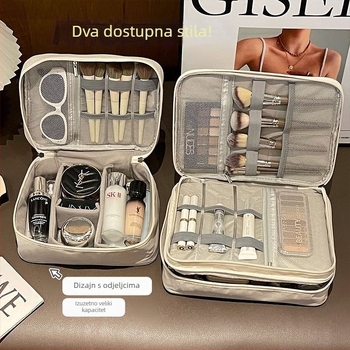 Kozmetička torba velike kapacitete s pregradama, prijenosna za putovanja, otporna na mrlje, višenamjenski organizator kozmetike (Materijal: Tkanina; Uzorak: Drugo; Podstava: Drugo; Funkcija: Drugo; Spol: Muškarac)