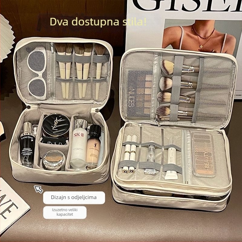 Kozmetička torba velike kapacitete s pregradama, prijenosna za putovanja, otporna na mrlje, višenamjenski organizator kozmetike (Materijal: Tkanina; Uzorak: Drugo; Podstava: Drugo; Funkcija: Drugo; Spol: Muškarac)