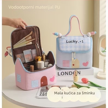Kozmetička torbica velikog kapaciteta, prijenosna i vodootporna, PU materijal, motiv anime.