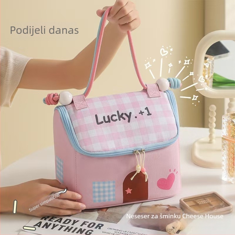 Kozmetička torbica velikog kapaciteta, prijenosna i vodootporna, PU materijal, motiv anime.