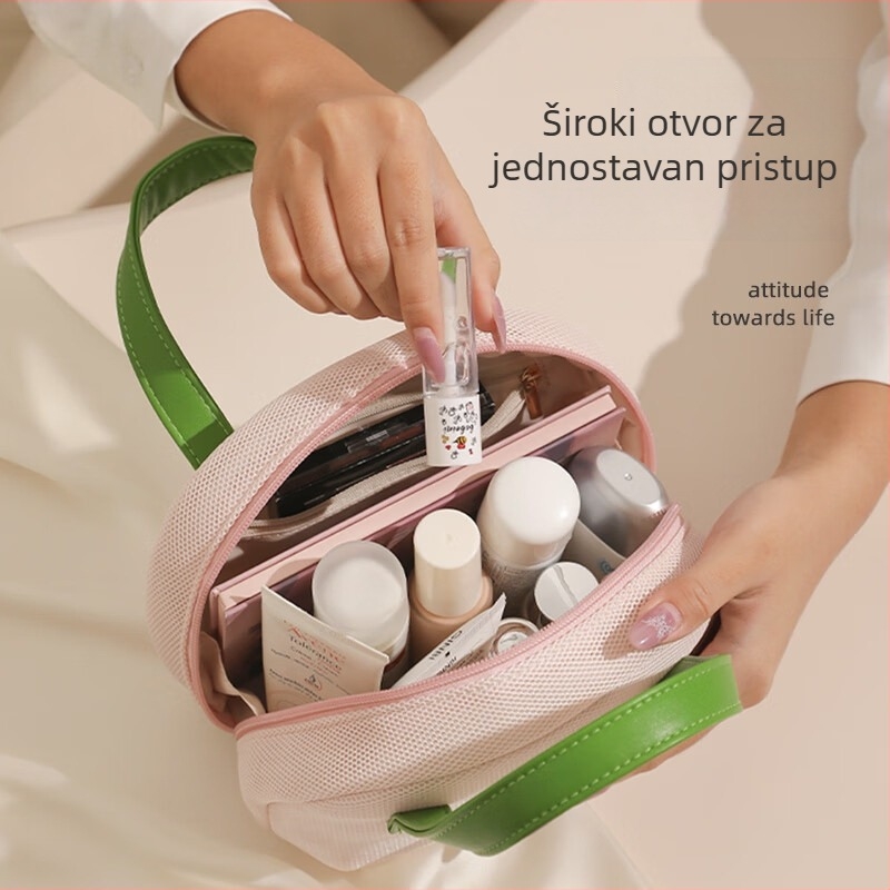 Putna kozmetička torbica za putovanje, poliester, jednobojni dizajn, vodootporna i proširiva, gradski minimalistički stil, unisex