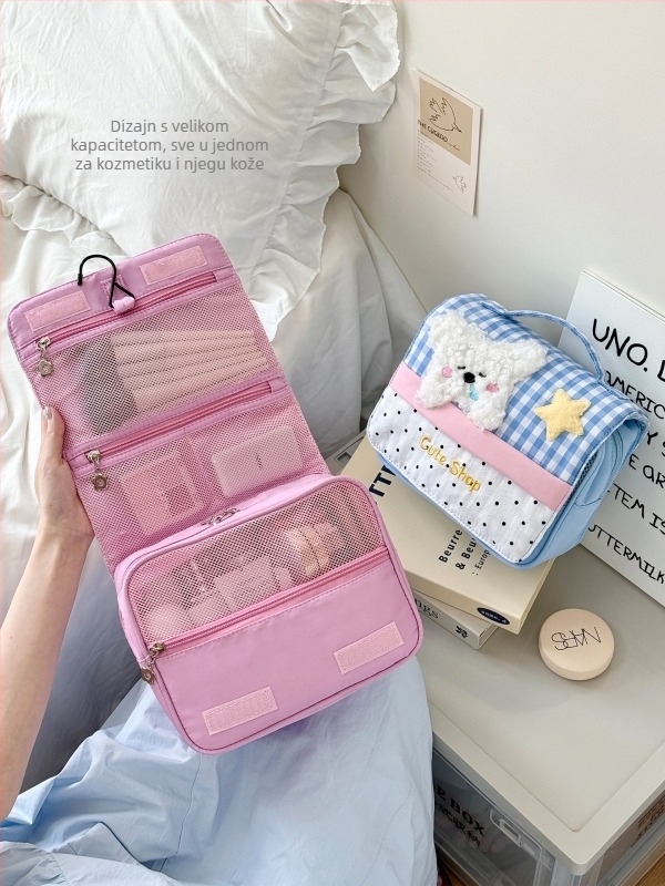 Torba za šminku i kozmetička torba s temom psa, platnena, pliš dizajn, životinjski uzorak, podstava od poliestera